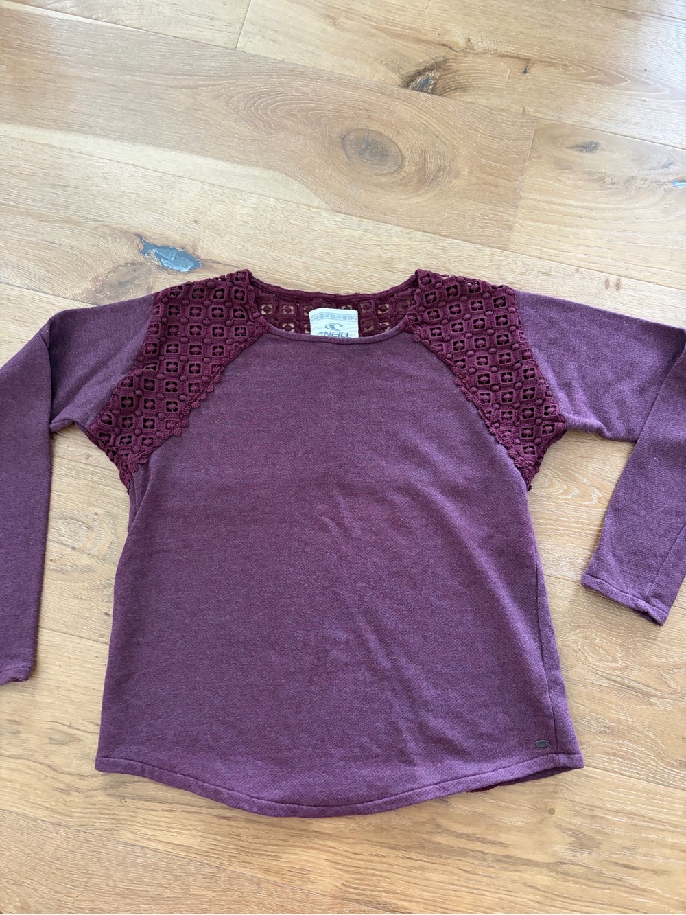O'Neill Sweatshirt Lace Shoulder Top - Burgundy Plum